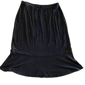 Chico's Travelers Black Midi Skirt Elastic‎ Waist Flair Anti Wrinkle Stretch L 2